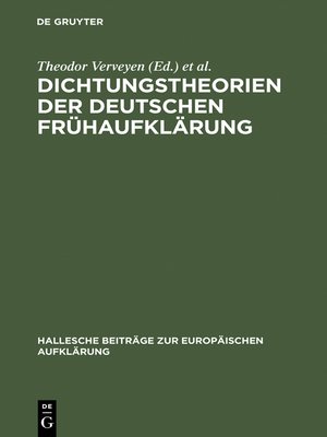 cover image of Dichtungstheorien der deutschen Frühaufklärung
